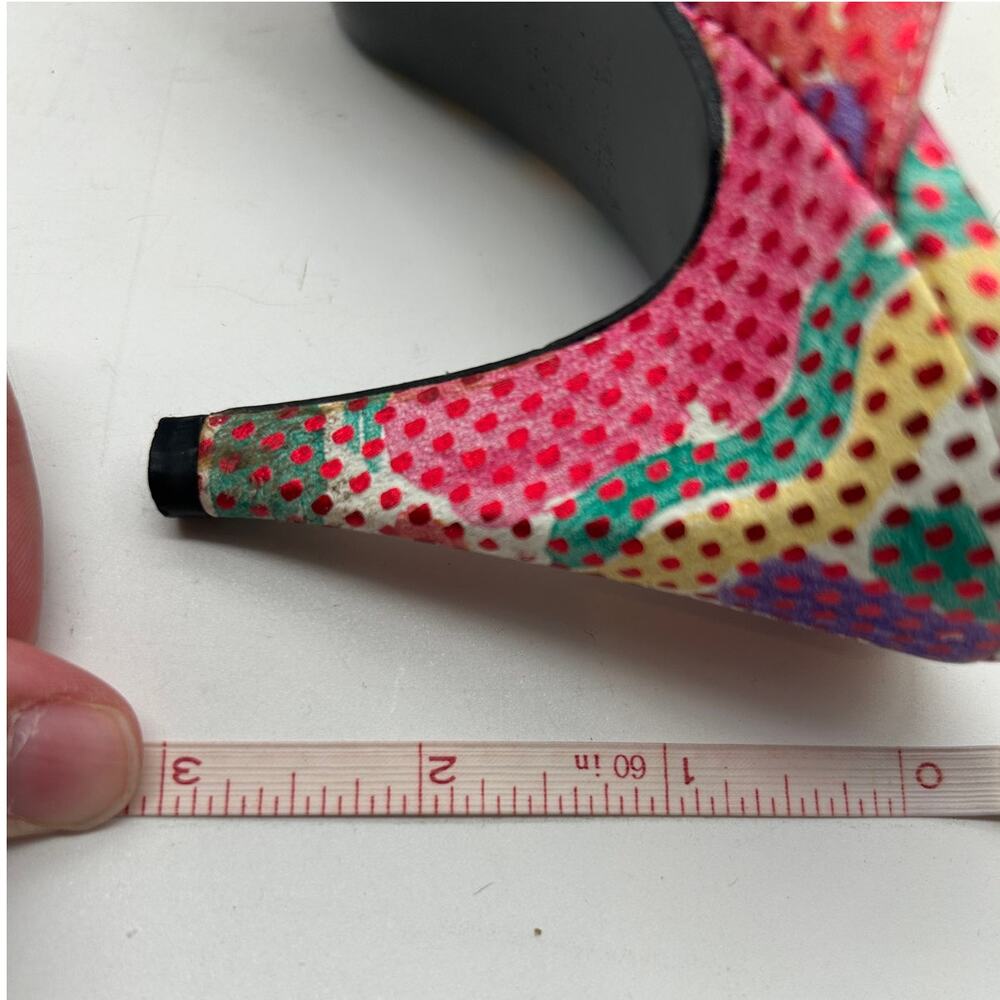 Stuart Weitzman Vintage 80s Pop Art Slingback Pumps 6.5 Colorful Retro Designer - Picture 14 of 15